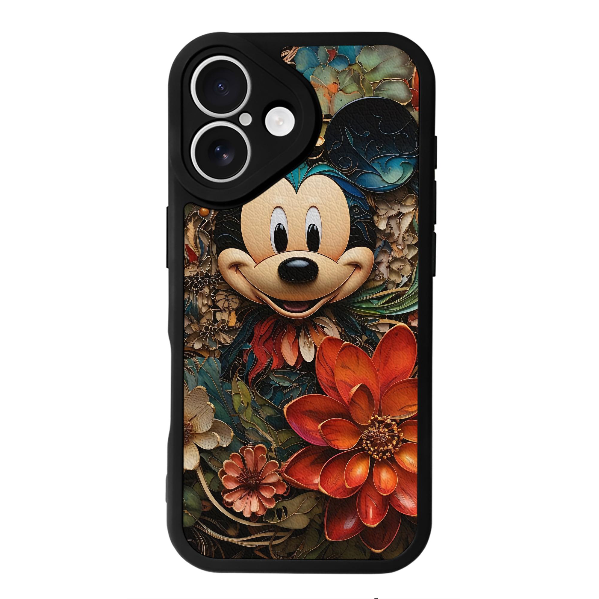 （画像用） ミッキーマウス Mickey Mouse 【iPhone 16シリーズ対応】シリコンスマホケース（レザー調） 材質：シリコン